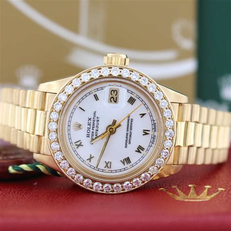 gold women's presidential rolex|18k gold ladies Rolex watch.